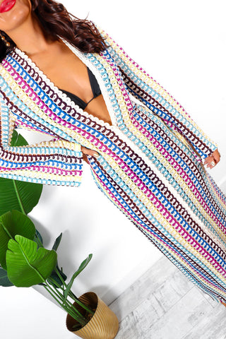 Go For Knit - Multi Knitted Pattern Maxi Dress