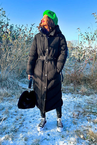 Good As Cold - Black Silver Detail Long Puffer Coat