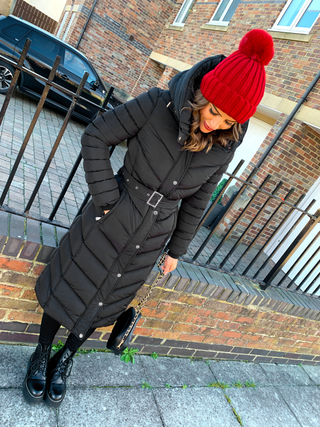 Good As Cold - Black Silver Detail Long Puffer Coat