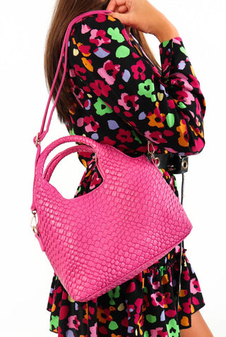 Grab Me - Pink Croc Crossbody Bag