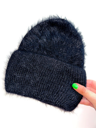 Hat Trick - Black Alpaca Knitted Beanie Hat