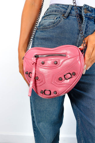 Heart And Soul - Pink Silver Stud Detail Bag