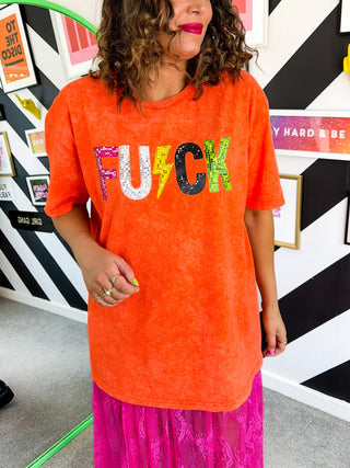 High Voltage  - Orange Disco Graphic T-Shirt