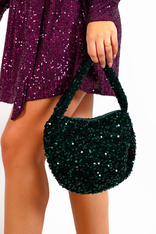 Shes Got Sparkle - Forest Sequin Shoulder Bag