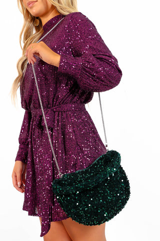 Shes Got Sparkle - Forest Sequin Shoulder Bag