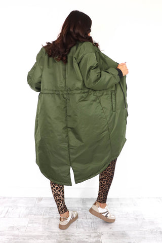 Two Good To Be True - Khaki Leopard Reversible Draw String Jacket