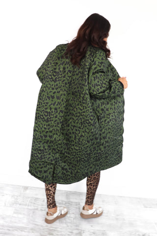 Two Good To Be True - Khaki Leopard Reversible Draw String Jacket