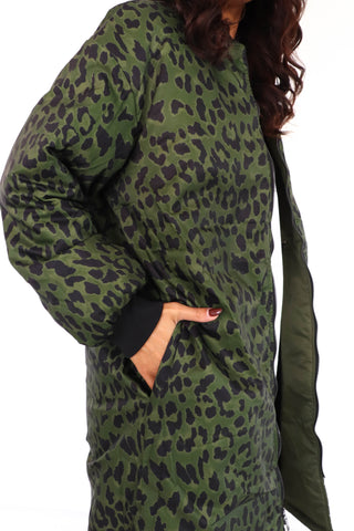 Two Good To Be True - Khaki Leopard Reversible Draw String Jacket