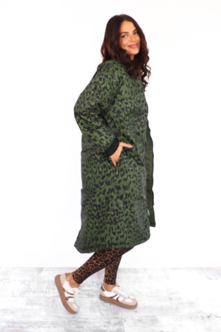Two Good To Be True - Khaki Leopard Reversible Draw String Jacket