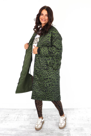 Two Good To Be True - Khaki Leopard Reversible Draw String Jacket