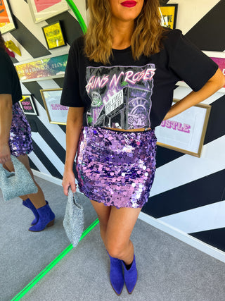 Livin The Party Life - Purple Sequin Mini Skirt