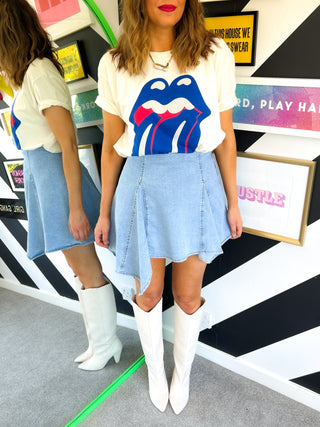 Denim For Days - Light Blue Denim Skater Mini Skirt