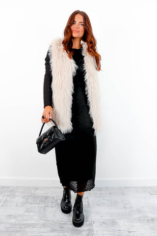 I'm Fur Real - Cream Faux Fur Gilet