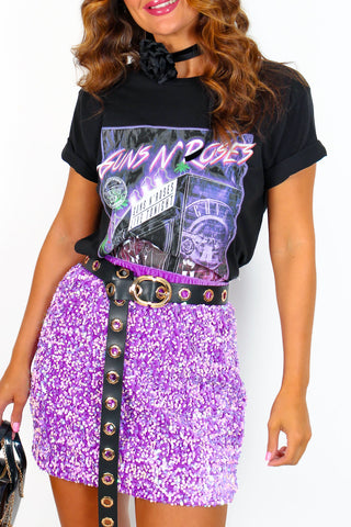 I'm With The Band - Black Purple Guns N Roses Licensed T-Shirt