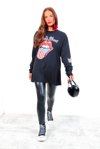 I'm With The Band - Black Red Rolling Stones Licensed Long Sleeve T-Shirt