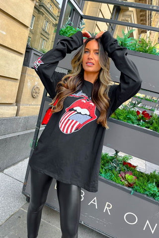 I'm With The Band - Black Red Rolling Stones Licensed Long Sleeve T-Shirt
