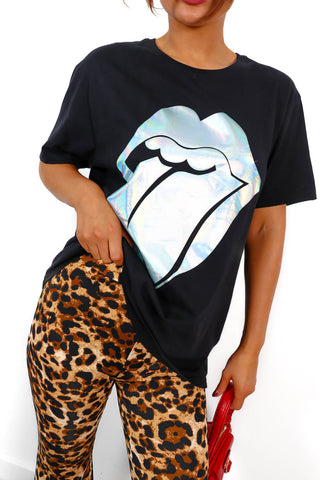I'm With The Band - Black Silver Foil Rolling Stones Licensed T-Shirt