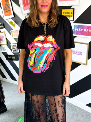 I'm With The Band - Rolling Stones Multi Brushstroke Tongue T-shirt