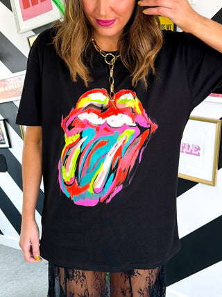 I'm With The Band - Rolling Stones Multi Brushstroke Tongue T-shirt