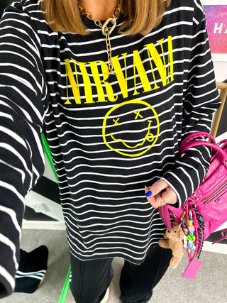 Im With The Band - Striped Nirvana Long Sleeve T-Shirt