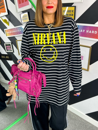 Im With The Band - Striped Nirvana Long Sleeve T-Shirt