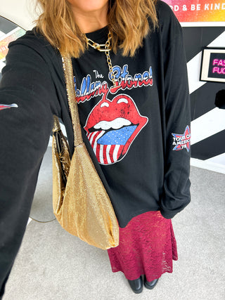 Im With The Band - Black Red Rolling Stones Licensed Long Sleeve T-Shirt