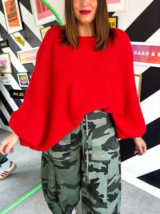Knit Your Average - Red Oversized Knitted Jumper