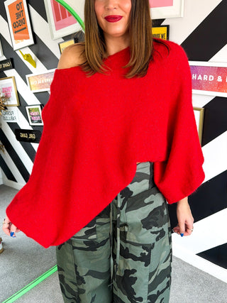 Knit Your Average - Red Oversized Knitted Jumper