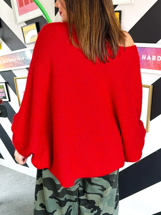 Knit Your Average - Red Oversized Knitted Jumper