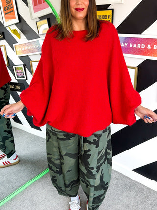 Knit Your Average - Red Oversized Knitted Jumper