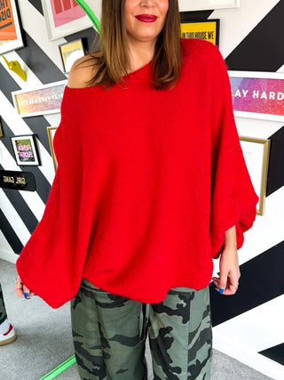 Knit Your Average - Red Oversized Knitted Jumper