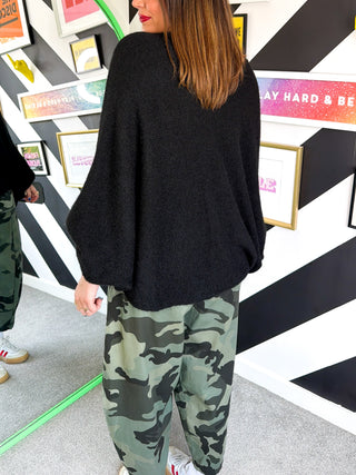 Knit Your Average - Black Oversized Knitted Jumper