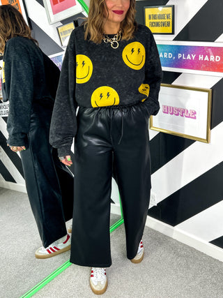 Leather Been Better - Black Faux Leather Joggers