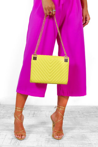 Let It Go - Lemon Gold Chain Quilted Bag