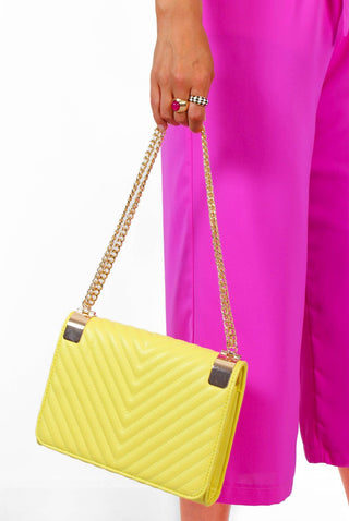 Let It Go - Lemon Gold Chain Quilted Bag