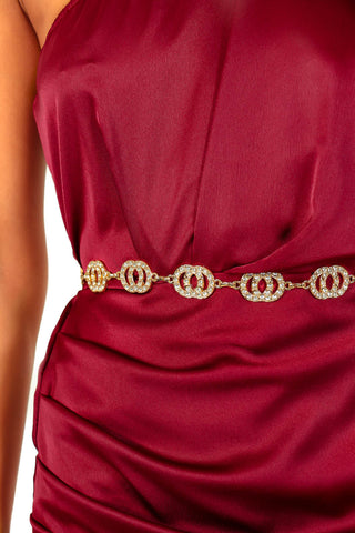 Let's Link Up - Gold Diamante Double Circle Chain Belt