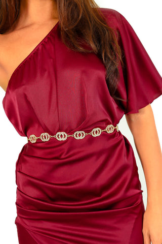 Let's Link Up - Gold Diamante Double Circle Chain Belt