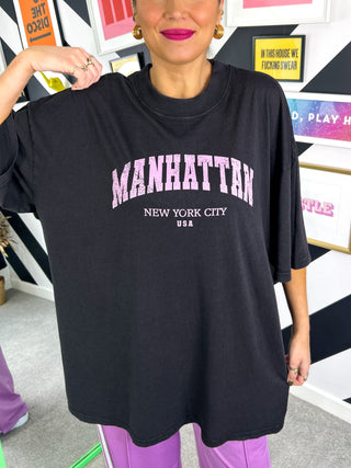 Made In Manhattan - Charcoal Grey oversized graphic T-shirt