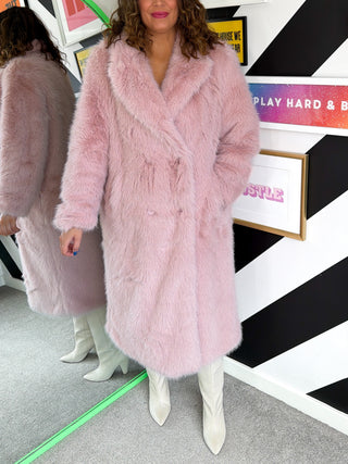 Make An Entrance - Pink Faux Fur Coat