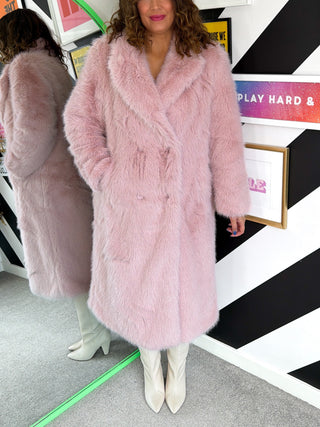 Make An Entrance - Pink Faux Fur Coat