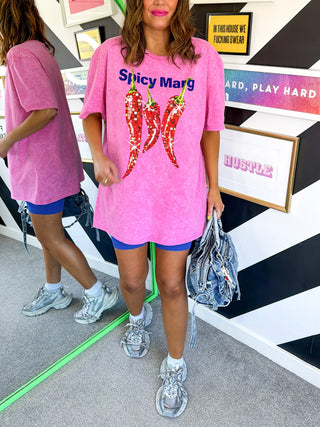 Mine's A Spicy Marg - Pink Acid Wash Spicy Marg T-shirt