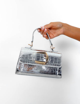 Mixed Bag - Silver Faux Croc Gold Hardware Mini Bag