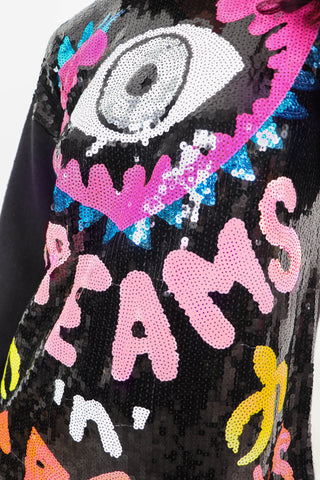 More Than Dreams - Black Multi Printed Sequin Knitted Dress