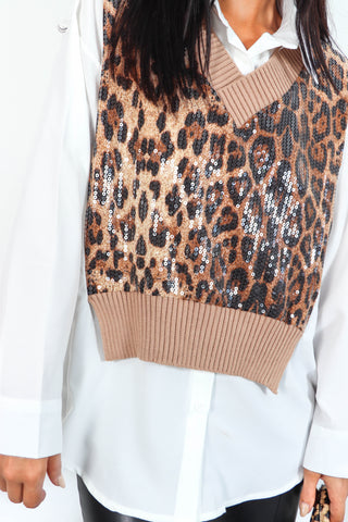 More Than Wild - Taupe Two In One Knitted Vest Shirt