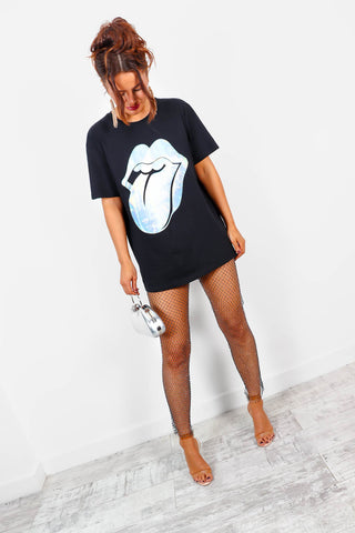 I'm With The Band - Black Silver Foil Rolling Stones Licensed T-Shirt