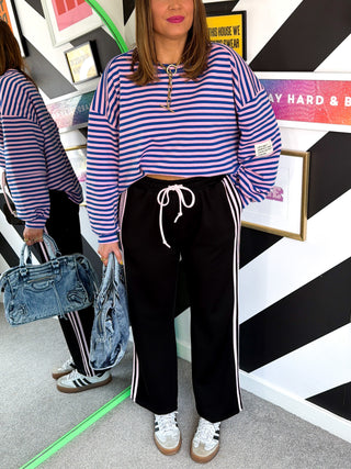 Not My Stripe - Black Two Stripe Jogging Bottoms