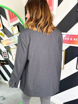 Off-Duty - Grey Oversized Pinstripe Blazer