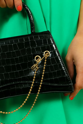 Pin Up Girl - Black Croc Mini Handbag