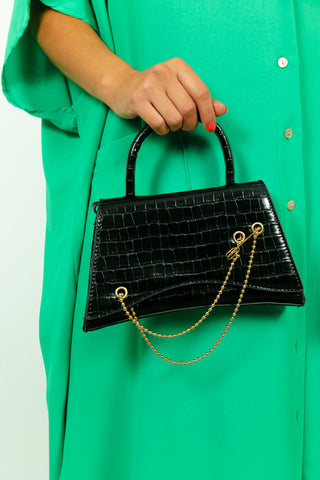 Pin Up Girl - Black Croc Mini Handbag