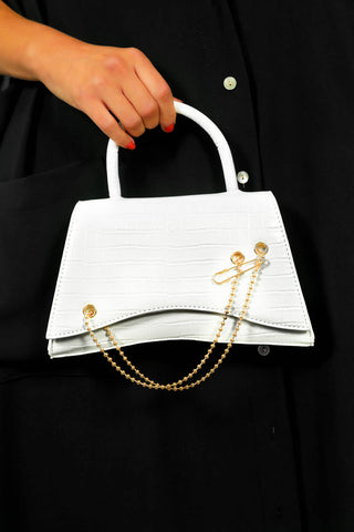 Pin Up Girl - White Croc Mini Handbag